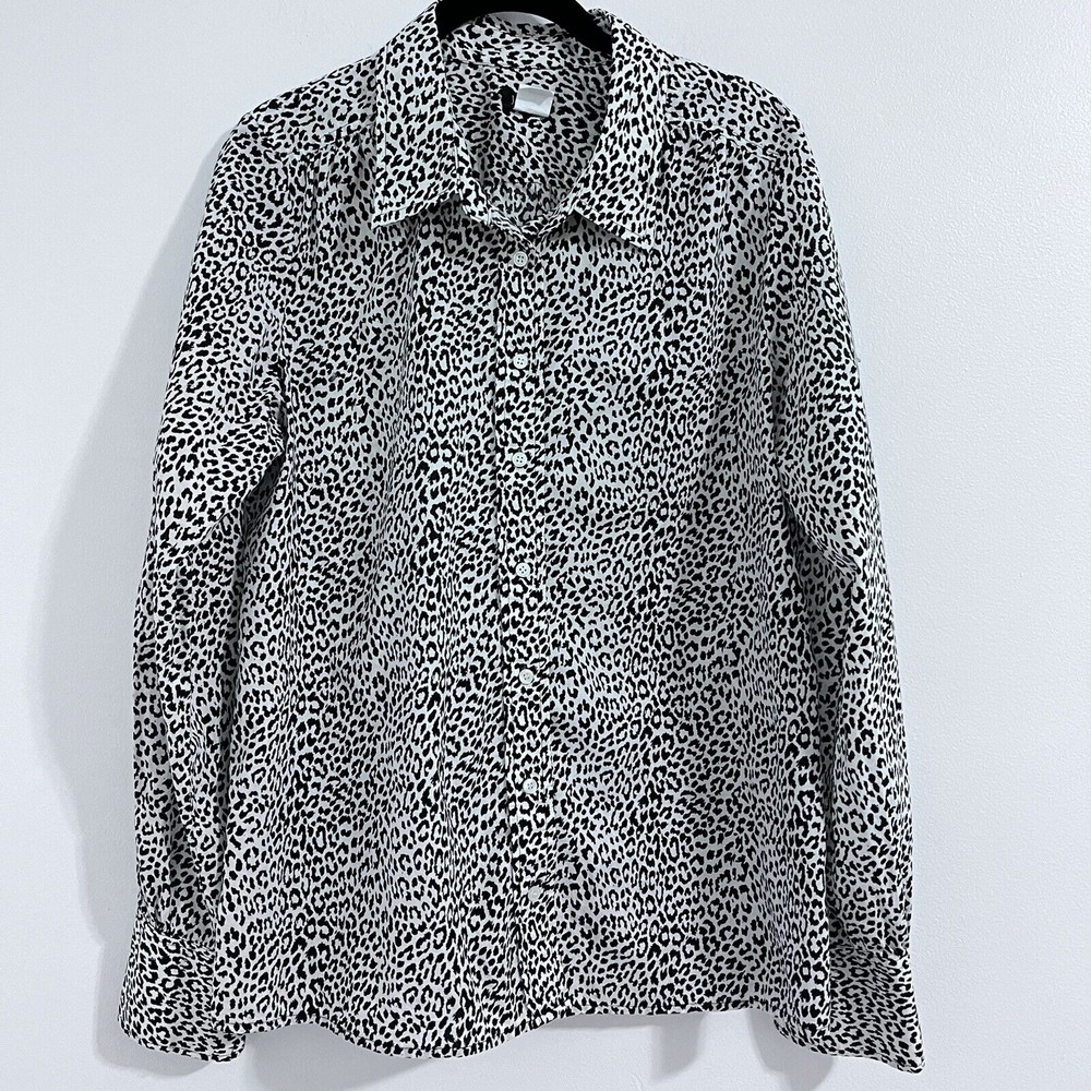 J Crew Women's Collared Button Down Long Sleeve Cheetah Animal Print Size M